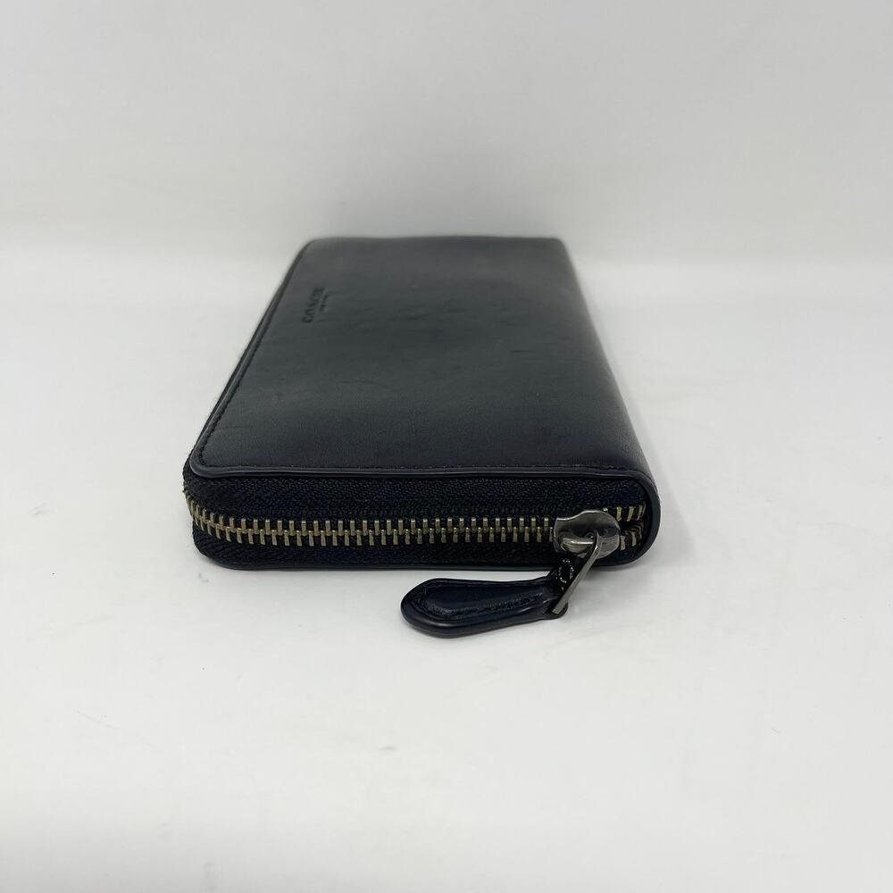 Coach Accordion Zip Wallet Black Leather Glove-Tanned 12 Card Slots 54300 - Picture 4 of 11